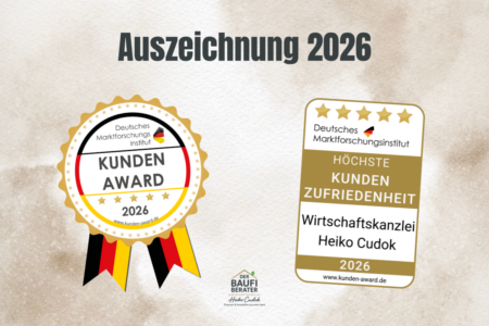 Kunden Award 2026 – Auszeichnung für höchste Kundenzufriedenheit der Wirtschaftskanzlei Heiko Cudok